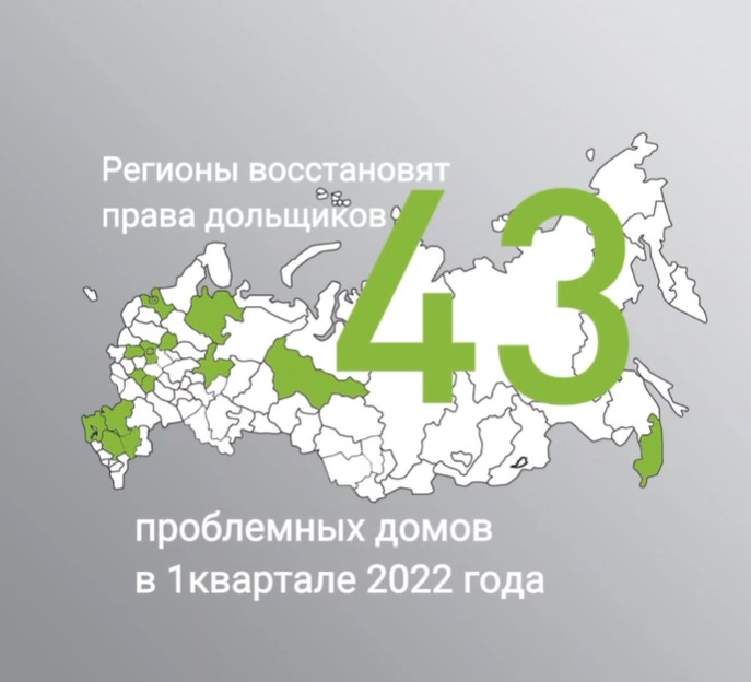 Права дольщиков 43 проблемных объектов будут восстановлены субъектами в 1 квартале 2022 года