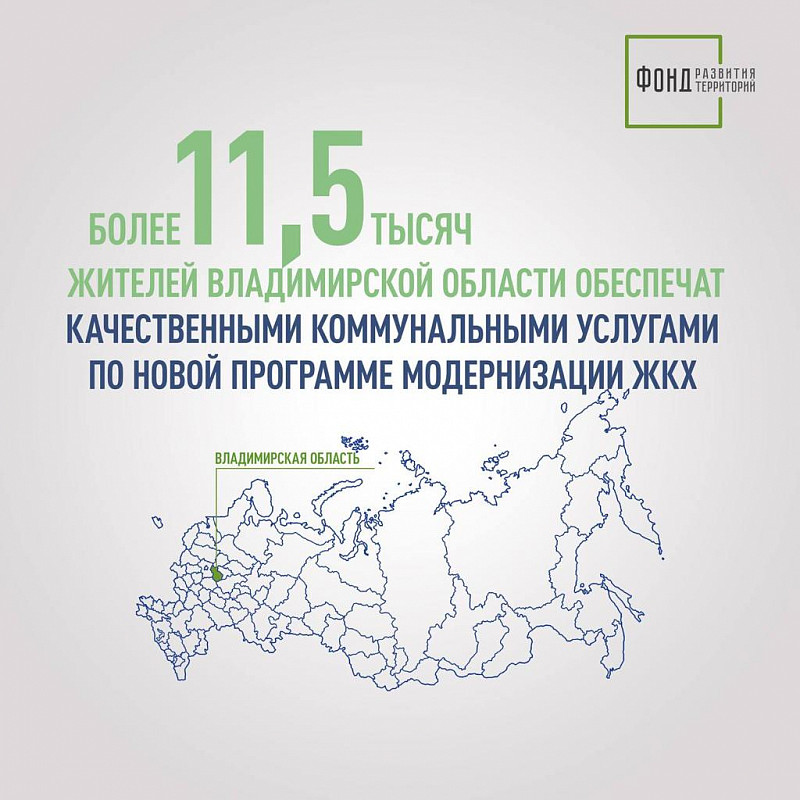 Более 11,5 тысяч жителей Владимирской области обеспечат качественными коммунальными услугами по новой программе модернизации ЖКХ