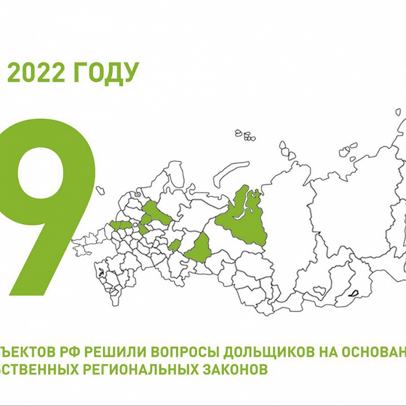 В 2022 году 9 субъектов РФ решили вопросы дольщиков на основании собственных региональных законов