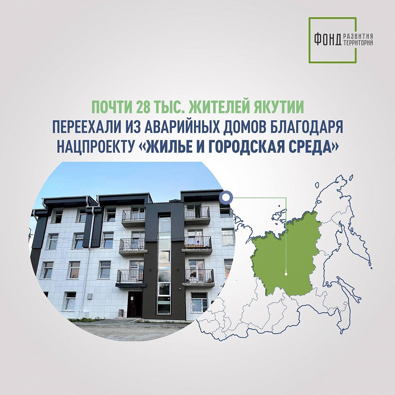 Почти 28 тыс. жителей Якутии переехали из аварийных домов благодаря нацпроекту «Жилье и городская среда»