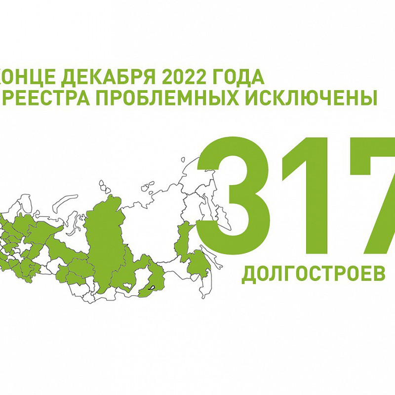 В конце 2022 года из реестра проблемных исключены 317 долгостроев 