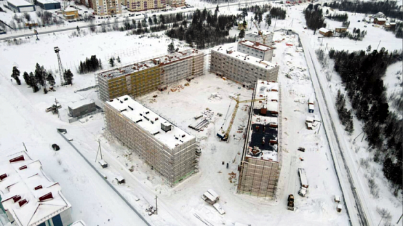 В городе Губкинском Ямало-Ненецкого автономного округа возводятся многоквартирные дома, в которые из аварийного жилья переедут 330 семей
