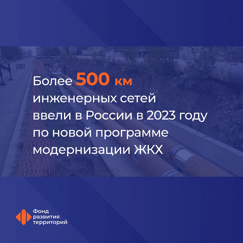 Более 500 км инженерных сетей ввели в России в 2023 году по новой программе модернизации ЖКХ