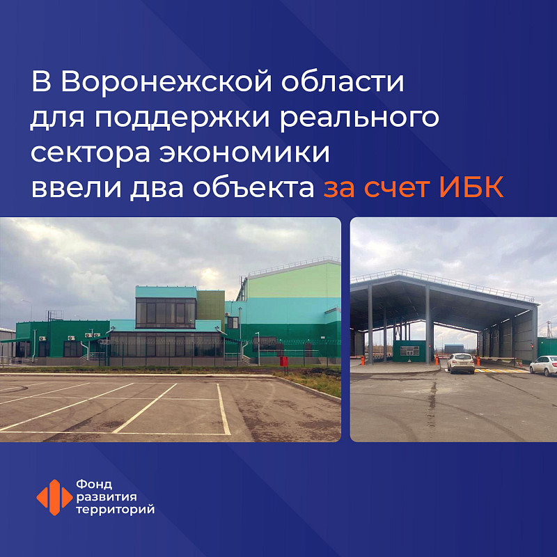 В Воронежской области для поддержки реального сектора экономики  ввели два объекта за счет ИБК