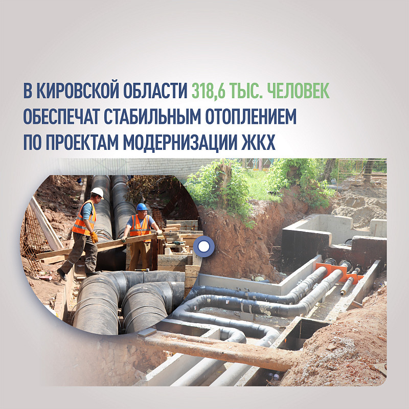 В Кировской области 318,6 тыс. человек обеспечат стабильным отоплением по проектам модернизации ЖКХ 